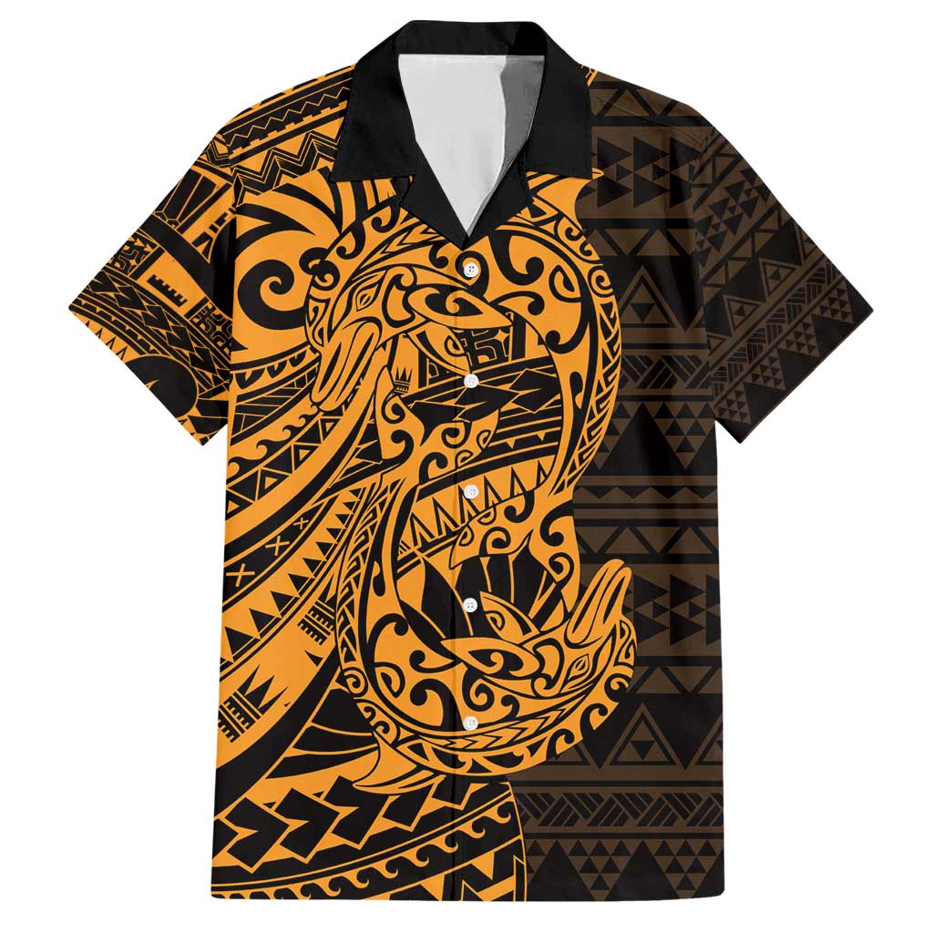 Gold Couple Dolphins Maori Polynesian Style Hawaiian Shirt LT9 Gold - Polynesian Pride