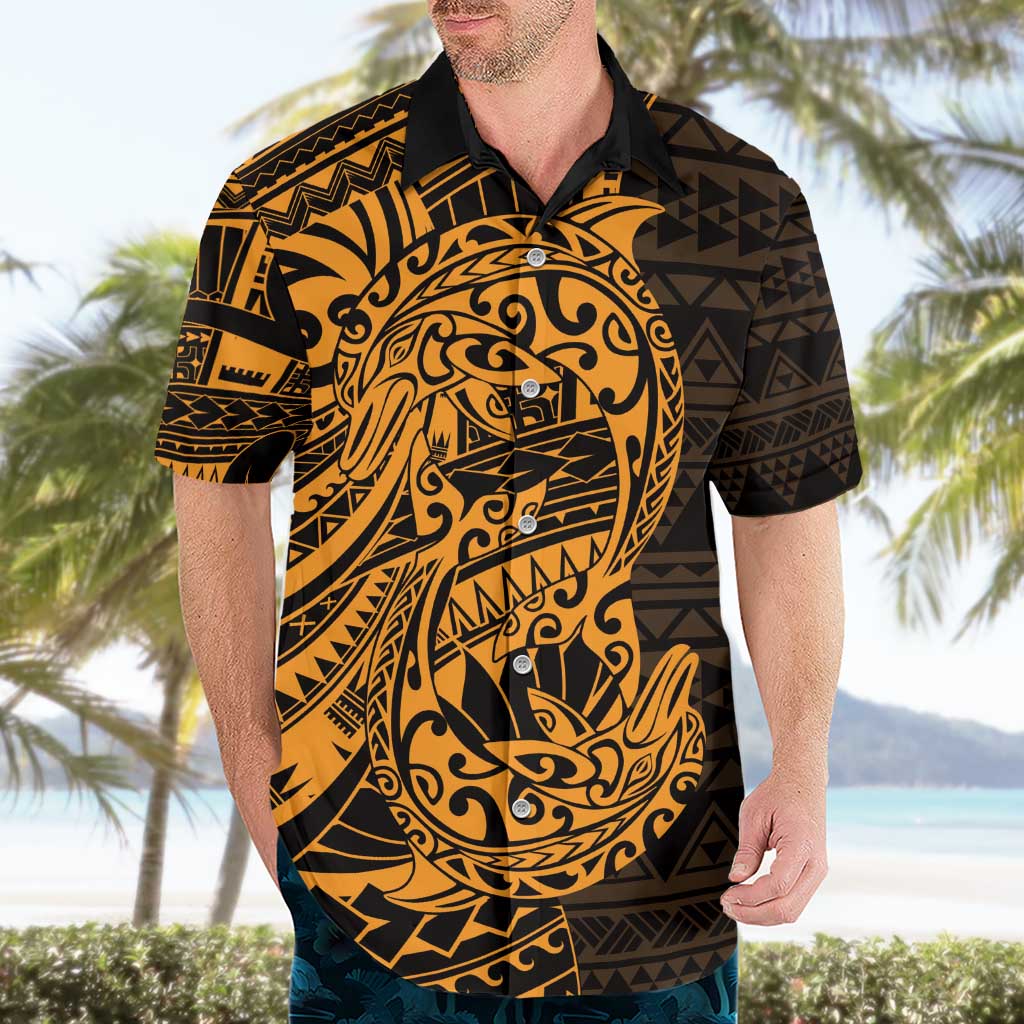 Gold Couple Dolphins Maori Polynesian Style Hawaiian Shirt LT9 - Polynesian Pride