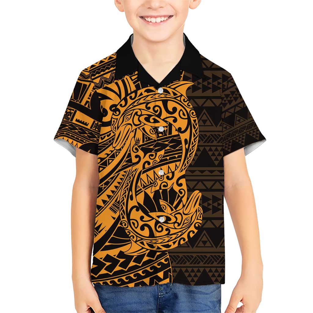 Gold Couple Dolphins Maori Polynesian Style Hawaiian Shirt LT9 - Polynesian Pride