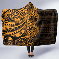 Gold Couple Dolphins Maori Polynesian Style Hooded Blanket LT9 One Size Gold - Polynesian Pride
