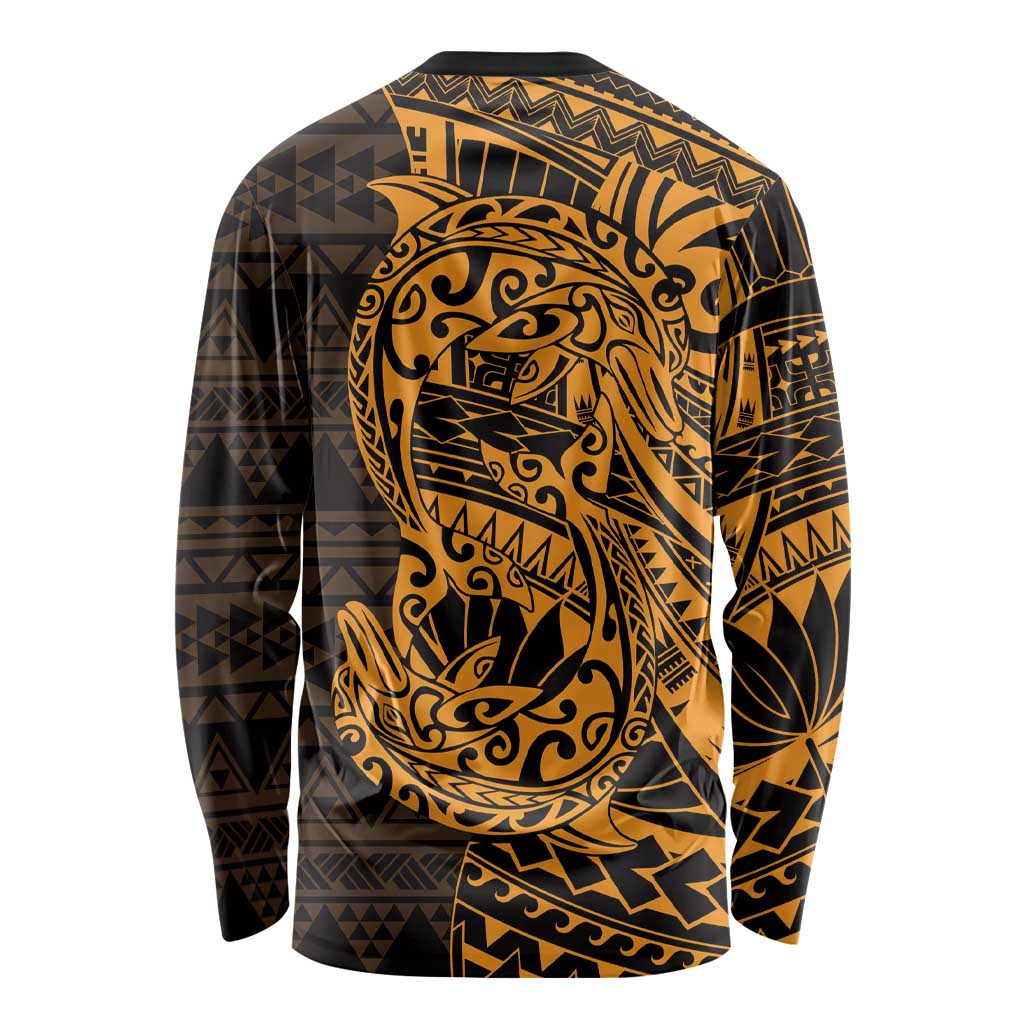 Gold Couple Dolphins Maori Polynesian Style Long Sleeve Shirt LT9 - Polynesian Pride