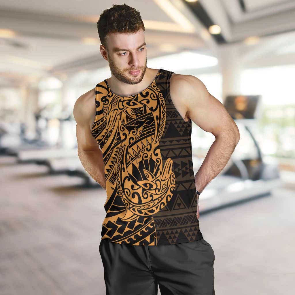 Gold Couple Dolphins Maori Polynesian Style Men Tank Top LT9 Gold - Polynesian Pride