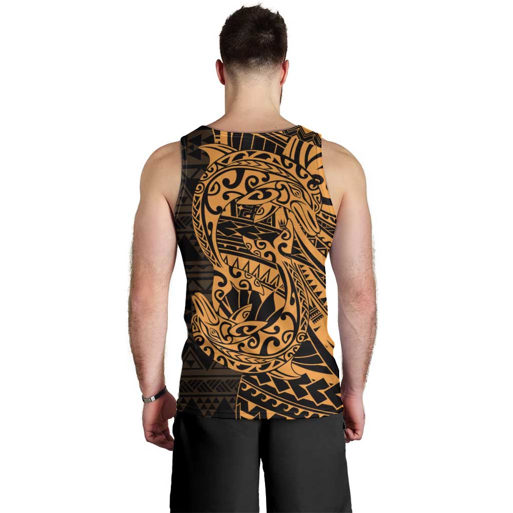 Gold Couple Dolphins Maori Polynesian Style Men Tank Top LT9 - Polynesian Pride