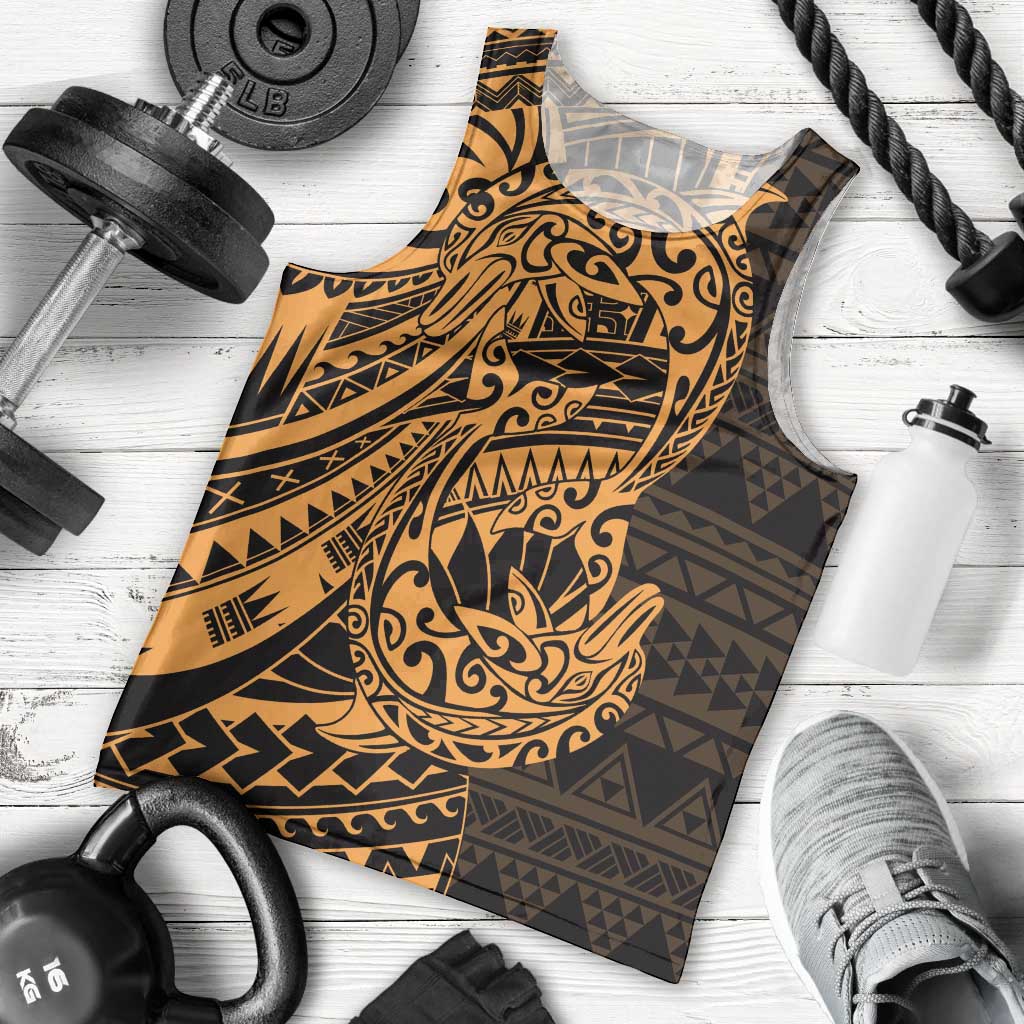 Gold Couple Dolphins Maori Polynesian Style Men Tank Top LT9 - Polynesian Pride