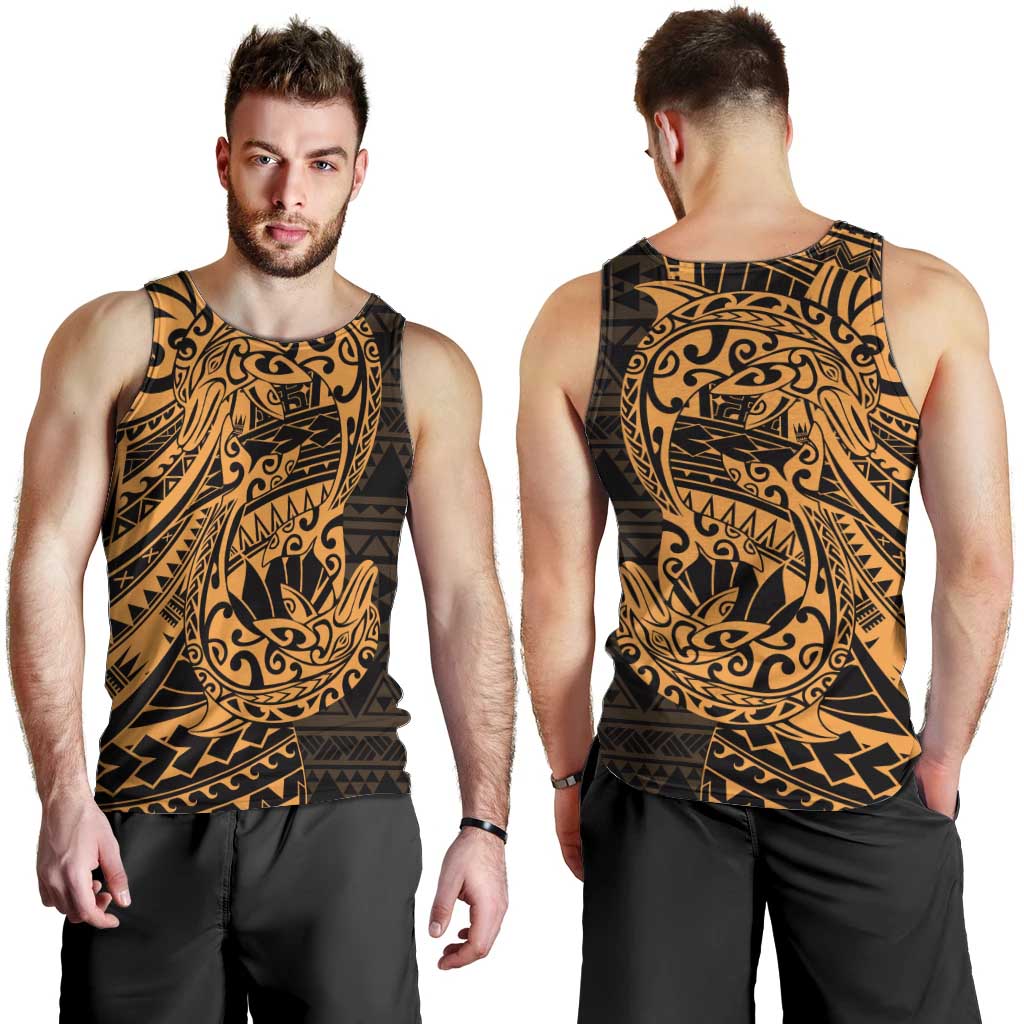 Gold Couple Dolphins Maori Polynesian Style Men Tank Top LT9 - Polynesian Pride