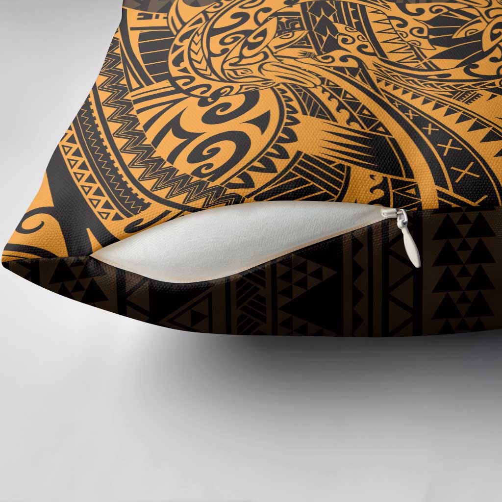 Gold Couple Dolphins Maori Polynesian Style Pillow Cover - Polynesian Pride