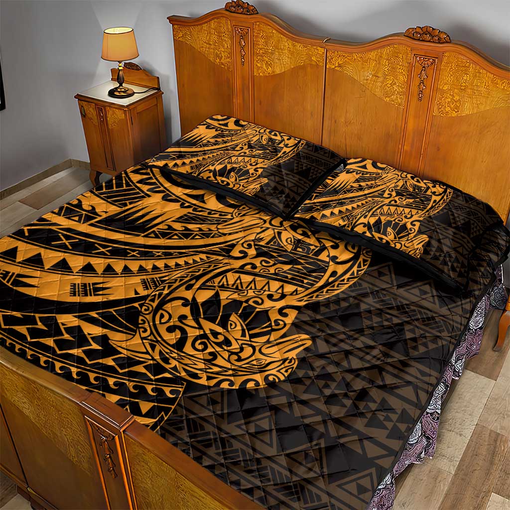Gold Couple Dolphins Maori Polynesian Style Quilt Bed Set LT9 - Polynesian Pride