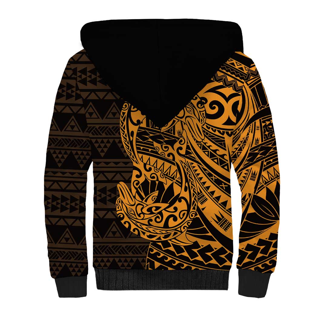 Gold Couple Dolphins Maori Polynesian Style Sherpa Hoodie LT9 - Polynesian Pride