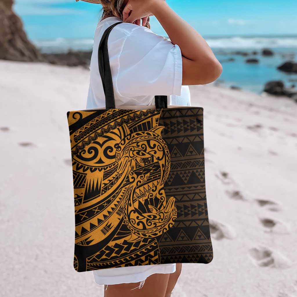 Gold Couple Dolphins Maori Polynesian Style Tote Bag - Polynesian Pride