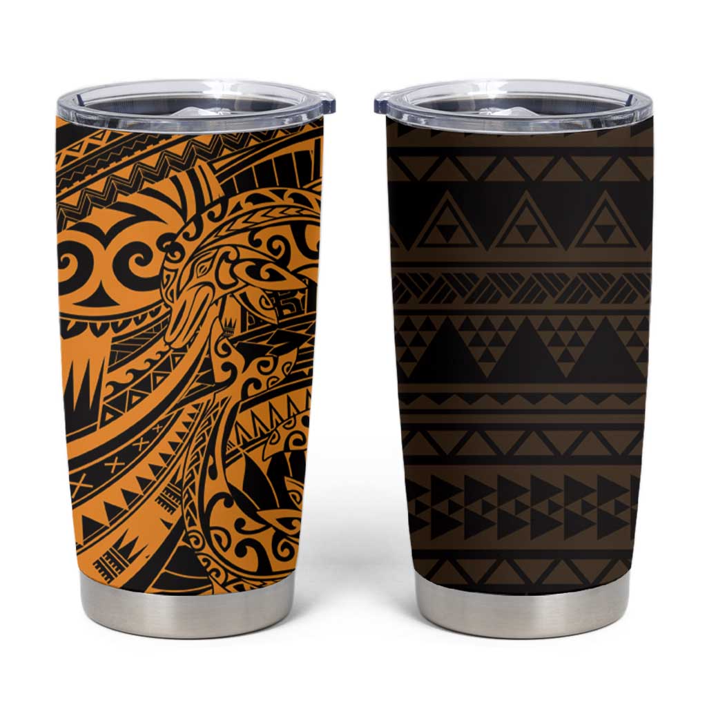 Gold Couple Dolphins Maori Polynesian Style Tumbler Cup LT9 Gold - Polynesian Pride