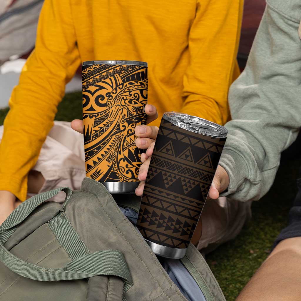 Gold Couple Dolphins Maori Polynesian Style Tumbler Cup LT9 - Polynesian Pride