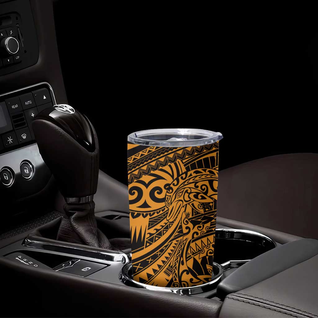Gold Couple Dolphins Maori Polynesian Style Tumbler Cup LT9 - Polynesian Pride