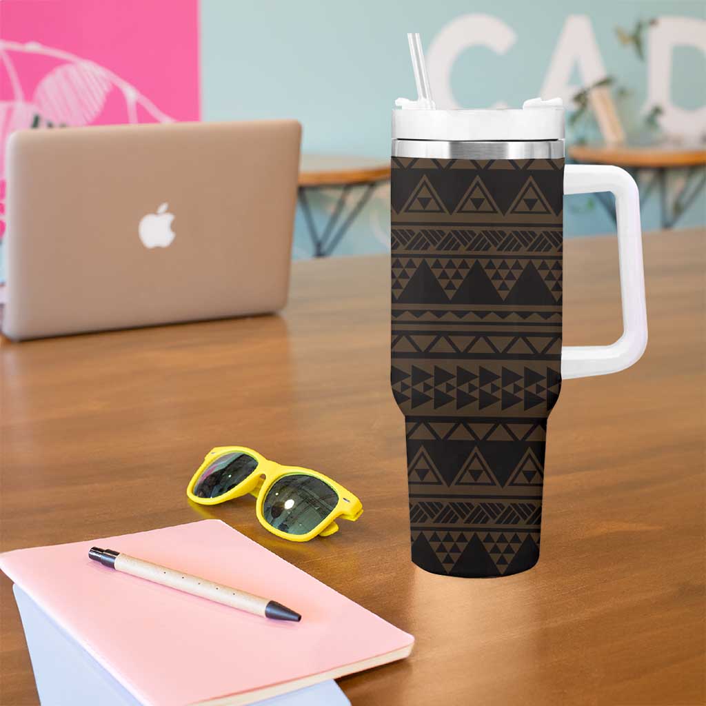 Gold Couple Dolphins Maori Polynesian Style Tumbler With Handle LT9 - Polynesian Pride