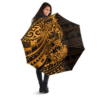 Gold Couple Dolphins Maori Polynesian Style Umbrella - Polynesian Pride