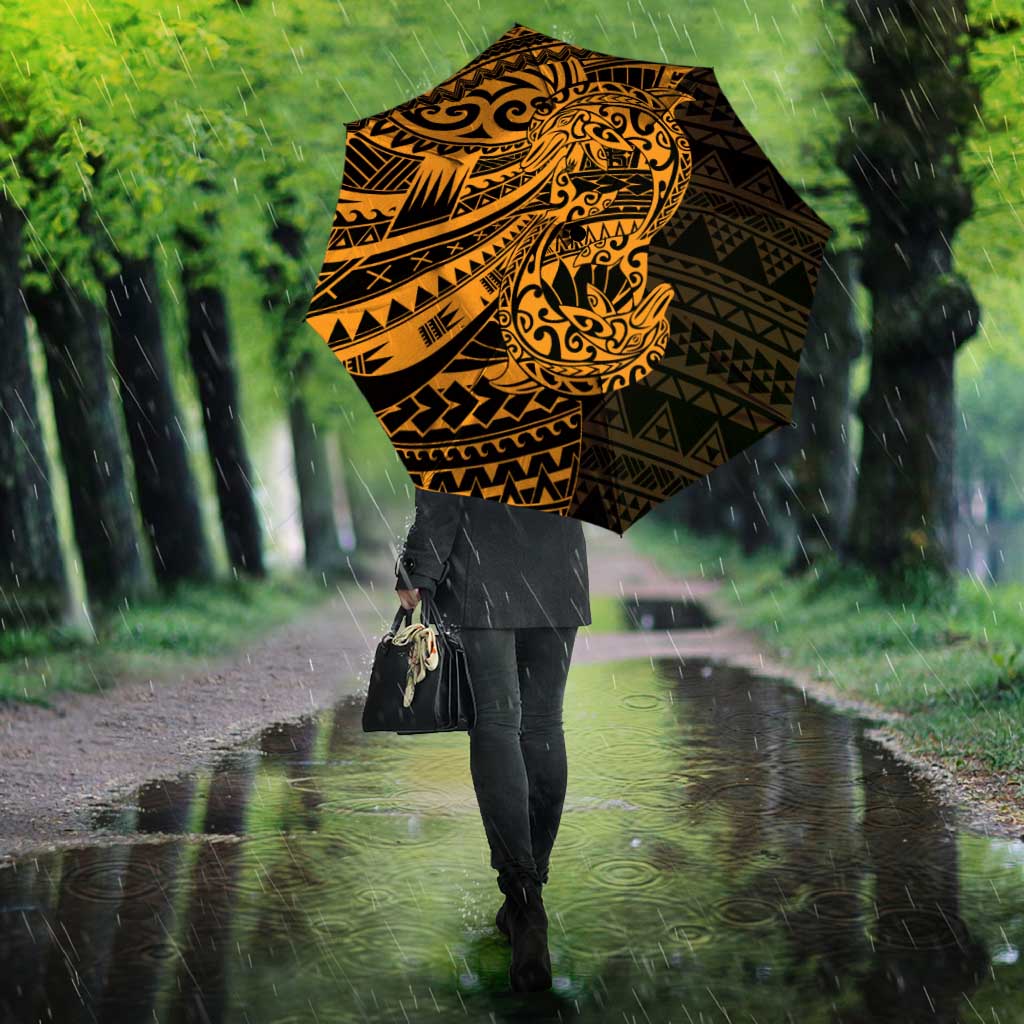 Gold Couple Dolphins Maori Polynesian Style Umbrella - Polynesian Pride