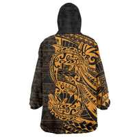 Gold Couple Dolphins Maori Polynesian Style Wearable Blanket Hoodie LT9 - Polynesian Pride