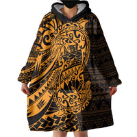 Gold Couple Dolphins Maori Polynesian Style Wearable Blanket Hoodie LT9 - Polynesian Pride