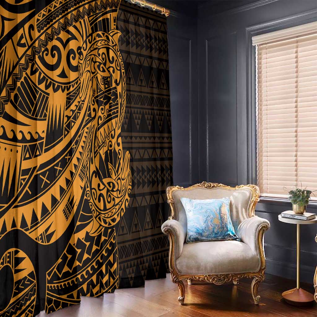 Gold Couple Dolphins Maori Polynesian Style Window Curtain LT9 - Polynesian Pride