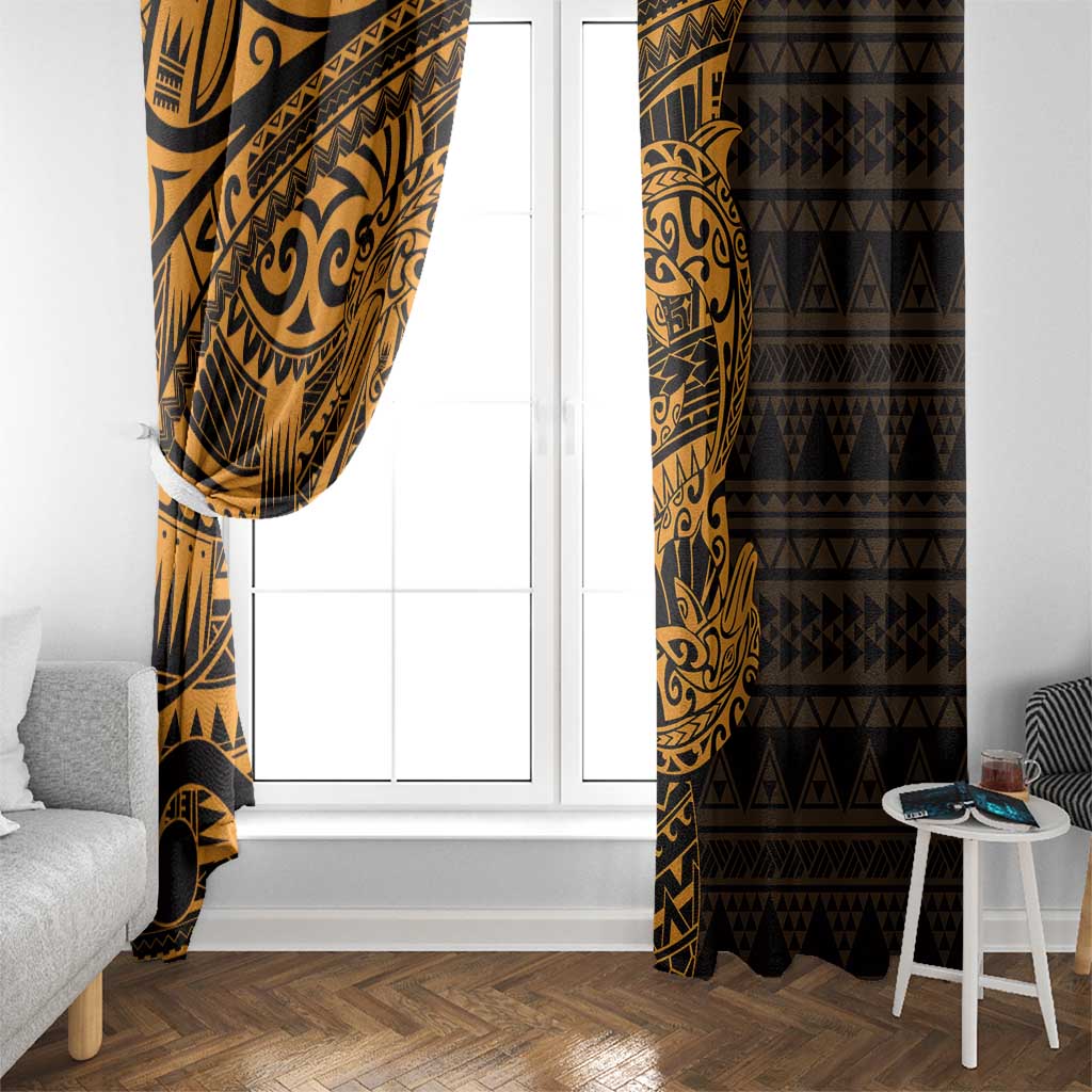 Gold Couple Dolphins Maori Polynesian Style Window Curtain LT9 - Polynesian Pride