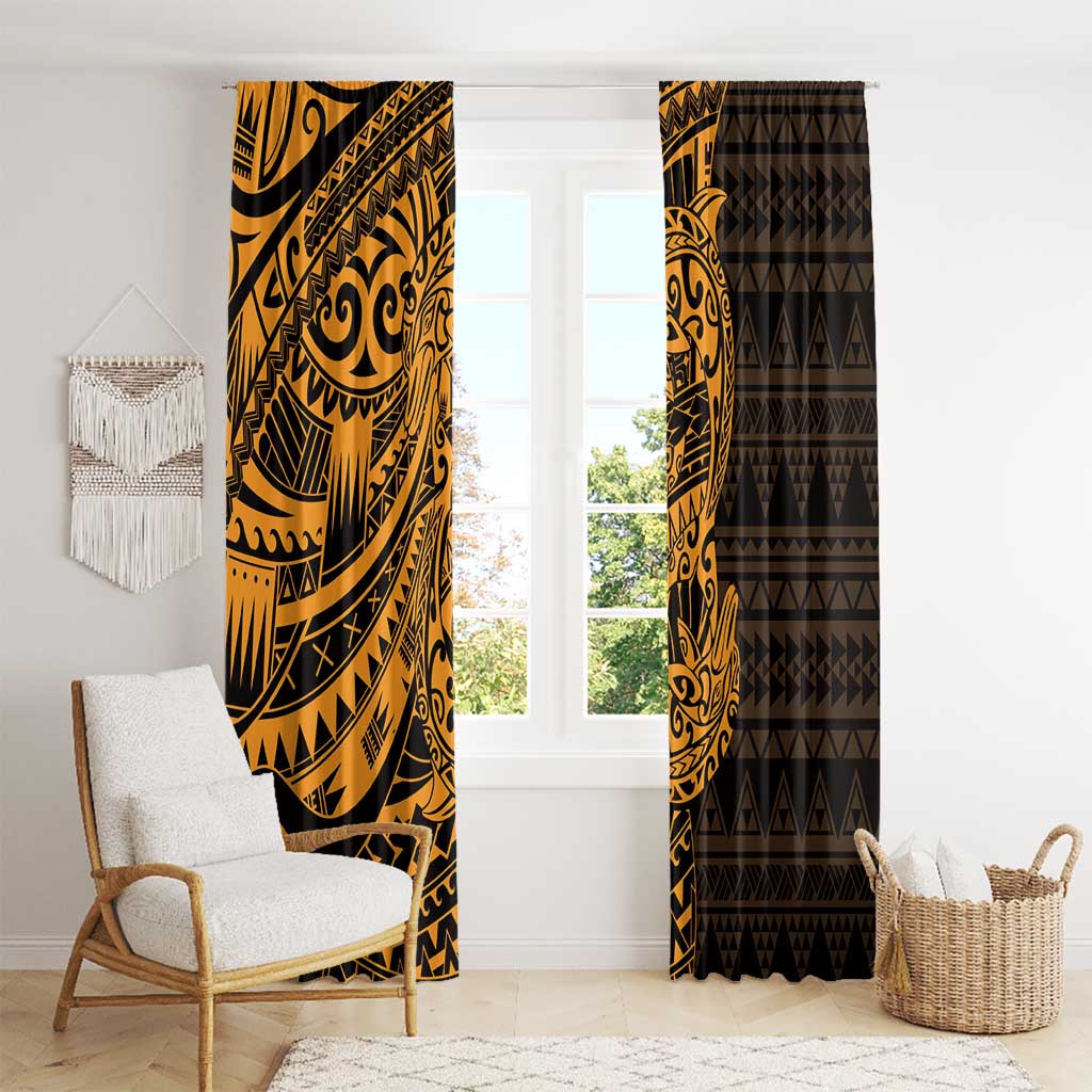 Gold Couple Dolphins Maori Polynesian Style Window Curtain LT9 - Polynesian Pride