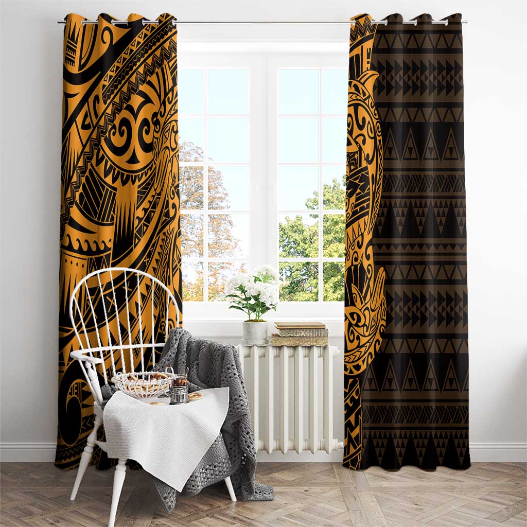Gold Couple Dolphins Maori Polynesian Style Window Curtain LT9 - Polynesian Pride