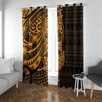 Gold Couple Dolphins Maori Polynesian Style Window Curtain LT9 With Grommets Gold - Polynesian Pride