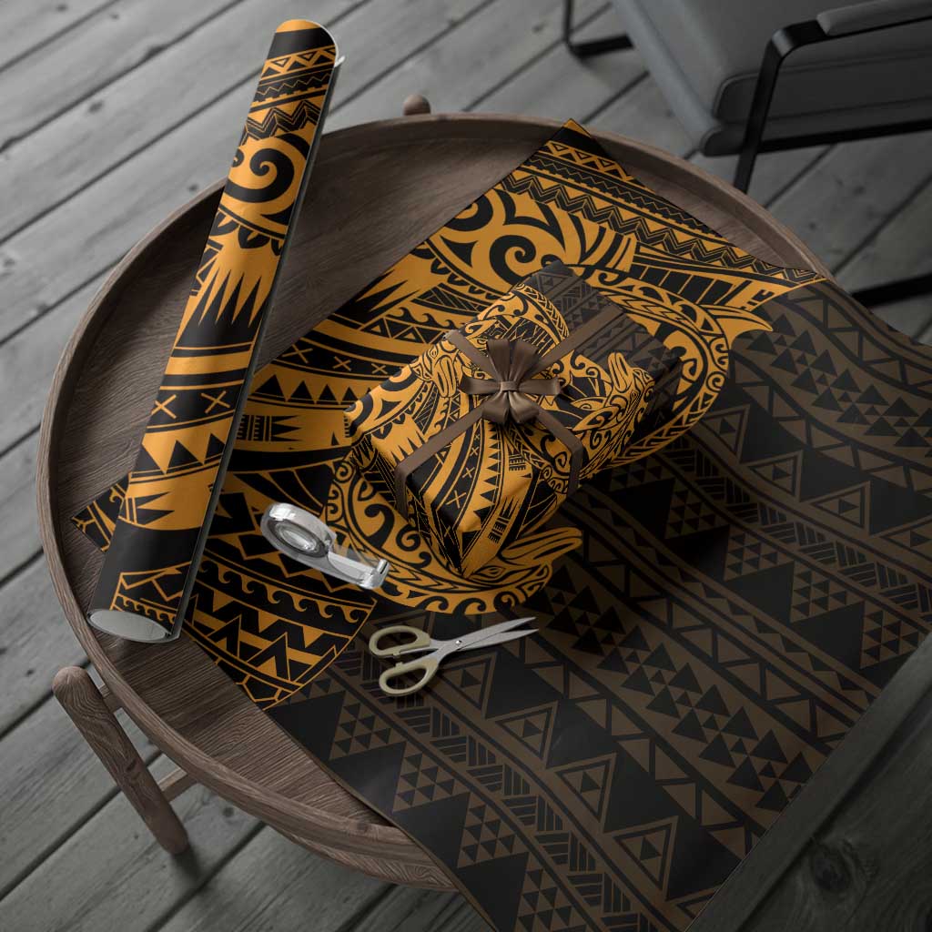 Gold Couple Dolphins Maori Polynesian Style Wrapping Paper - Polynesian Pride