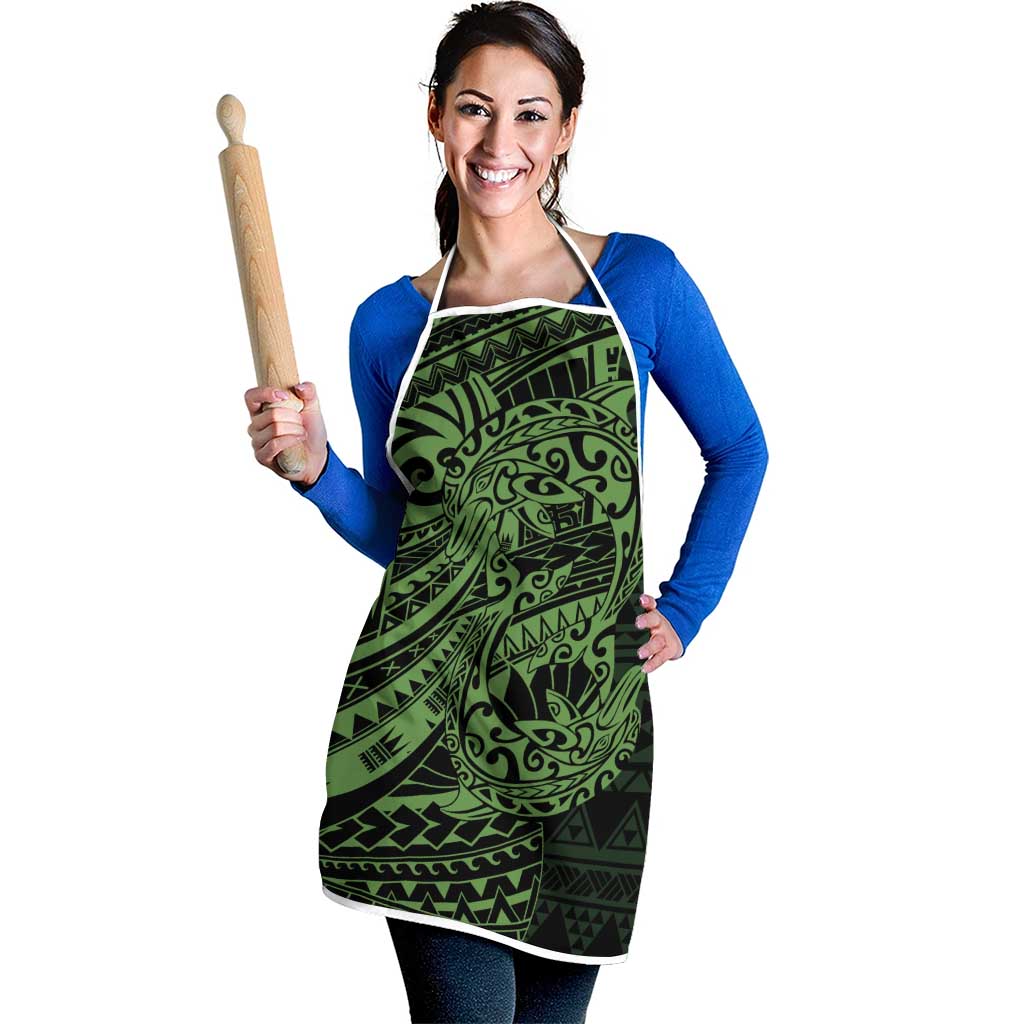 Green Couple Dolphins Maori Polynesian Style Apron - Polynesian Pride