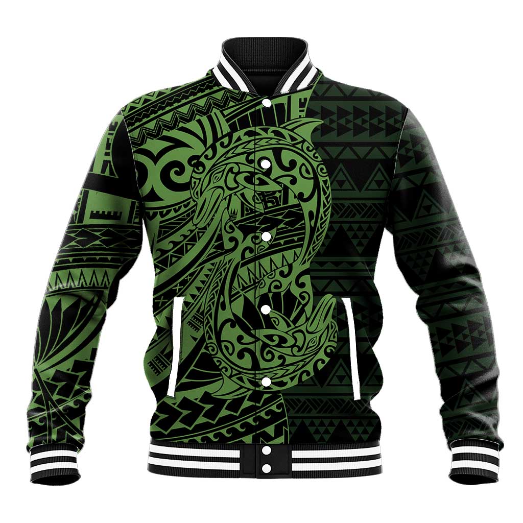 Green Couple Dolphins Maori Polynesian Style Baseball Jacket LT9 Unisex Green - Polynesian Pride