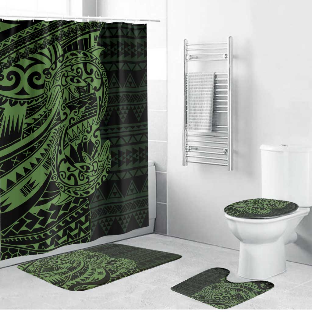 Green Couple Dolphins Maori Polynesian Style Bathroom Set - Polynesian Pride