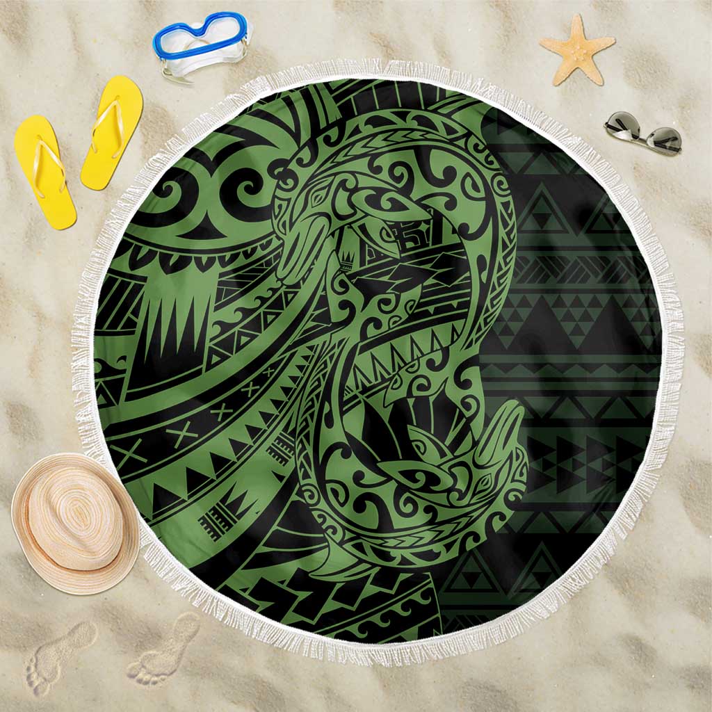 Green Couple Dolphins Maori Polynesian Style Beach Blanket LT9 One Size 150cm Green - Polynesian Pride