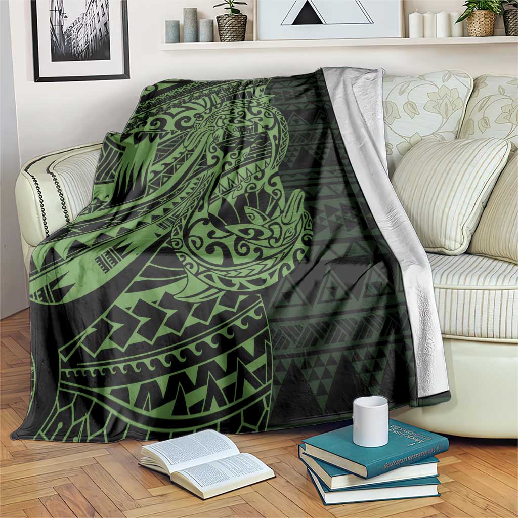 Green Couple Dolphins Maori Polynesian Style Blanket LT9 Green - Polynesian Pride