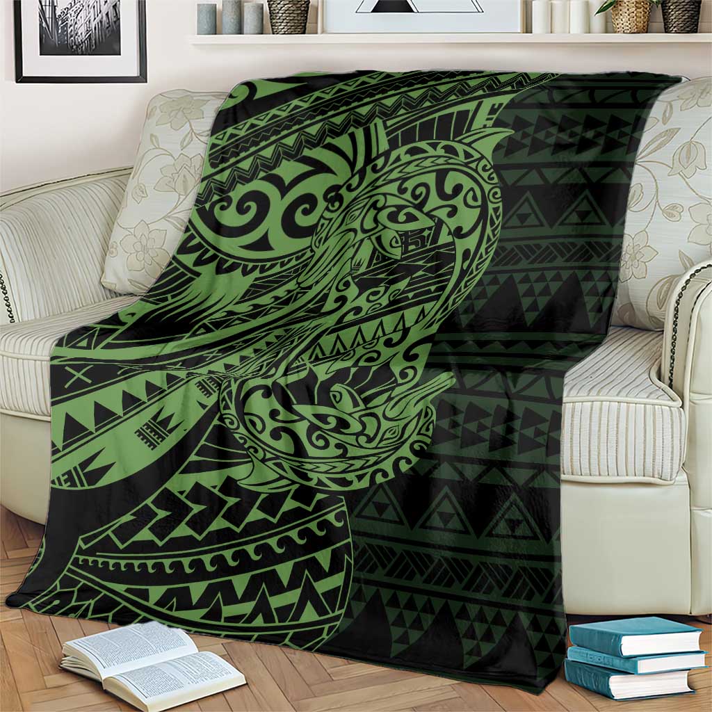 Green Couple Dolphins Maori Polynesian Style Blanket LT9 - Polynesian Pride