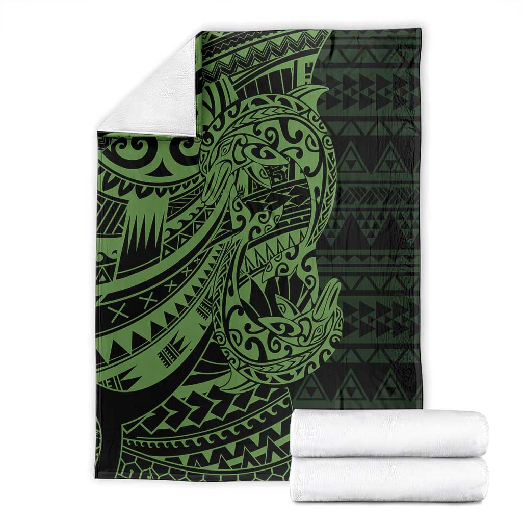 Green Couple Dolphins Maori Polynesian Style Blanket LT9 - Polynesian Pride