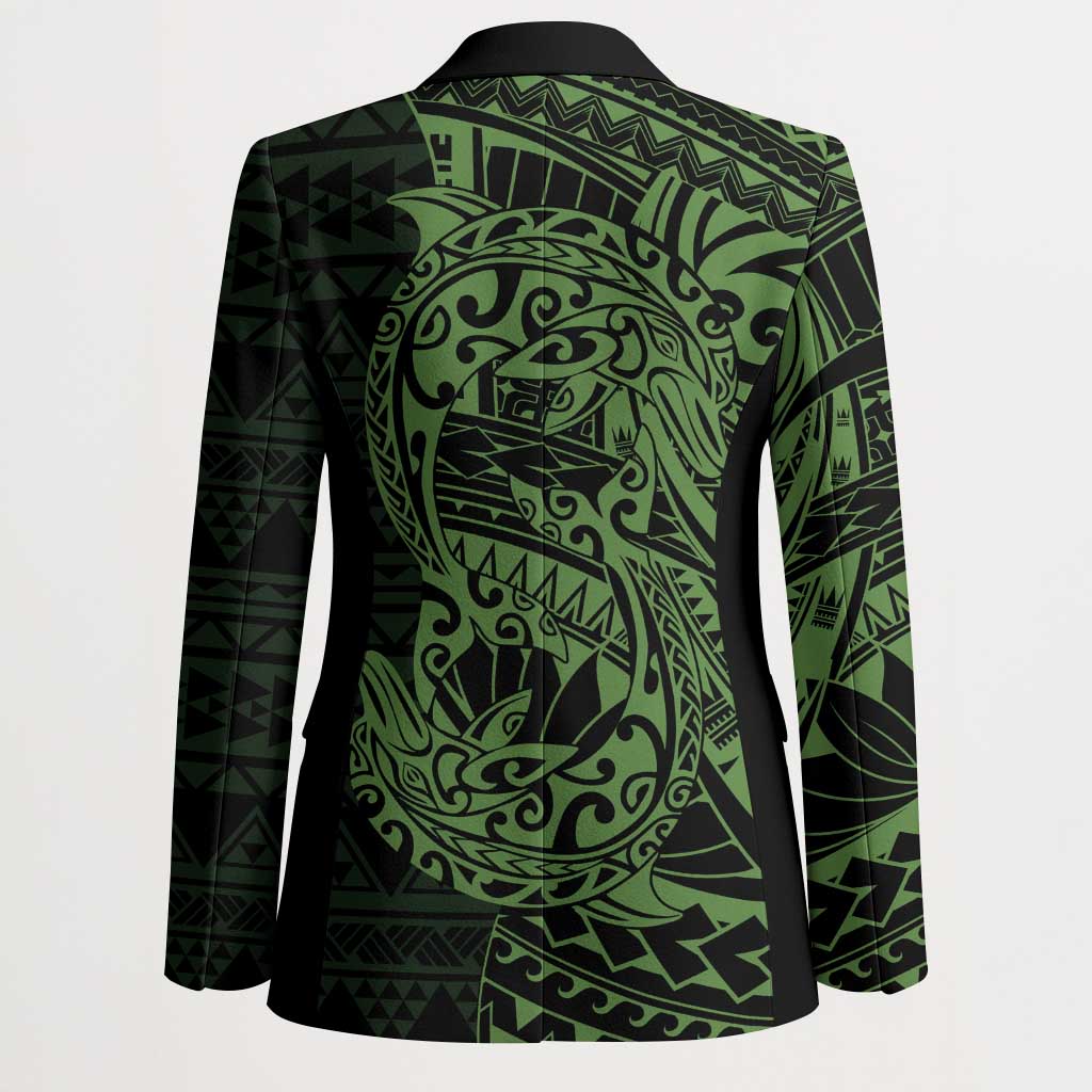 Green Couple Dolphins Maori Polynesian Style Blazer - Polynesian Pride