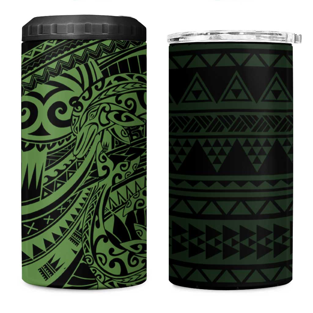 Green Couple Dolphins Maori Polynesian Style 4 in 1 Can Cooler Tumbler LT9 One Size: 16 oz Green - Polynesian Pride