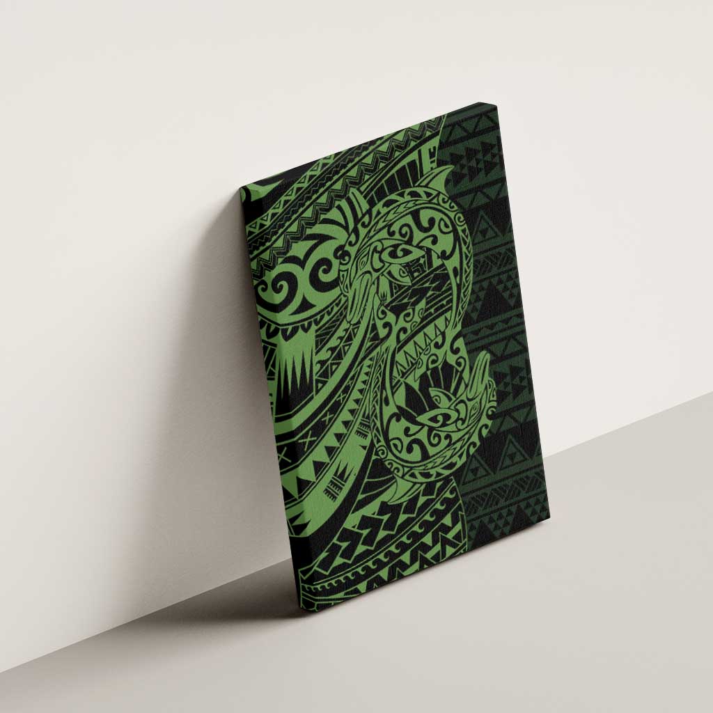 Green Couple Dolphins Maori Polynesian Style Canvas Wall Art LT9 - Polynesian Pride