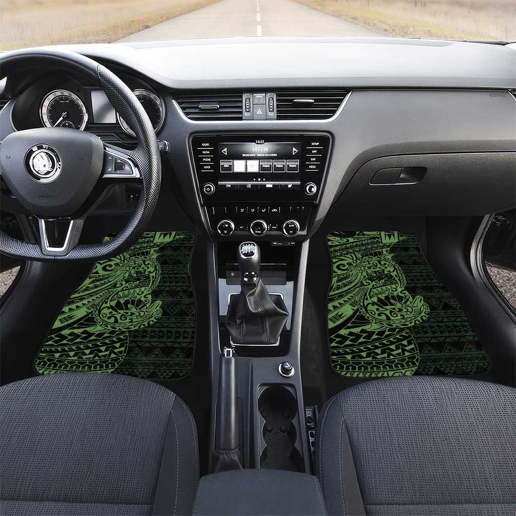 Green Couple Dolphins Maori Polynesian Style Car Mats LT9 Set 2pcs - Front Green - Polynesian Pride
