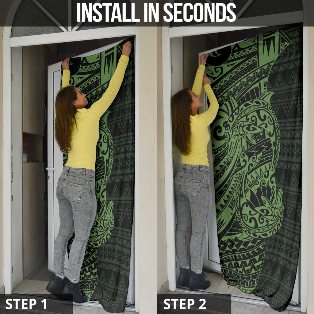 Green Couple Dolphins Maori Polynesian Style Door Cover - Polynesian Pride