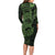 Green Couple Dolphins Maori Polynesian Style Family Matching Long Sleeve Bodycon Dress and Hawaiian Shirt