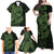 Green Couple Dolphins Maori Polynesian Style Family Matching Off Shoulder Maxi Dress and Hawaiian Shirt