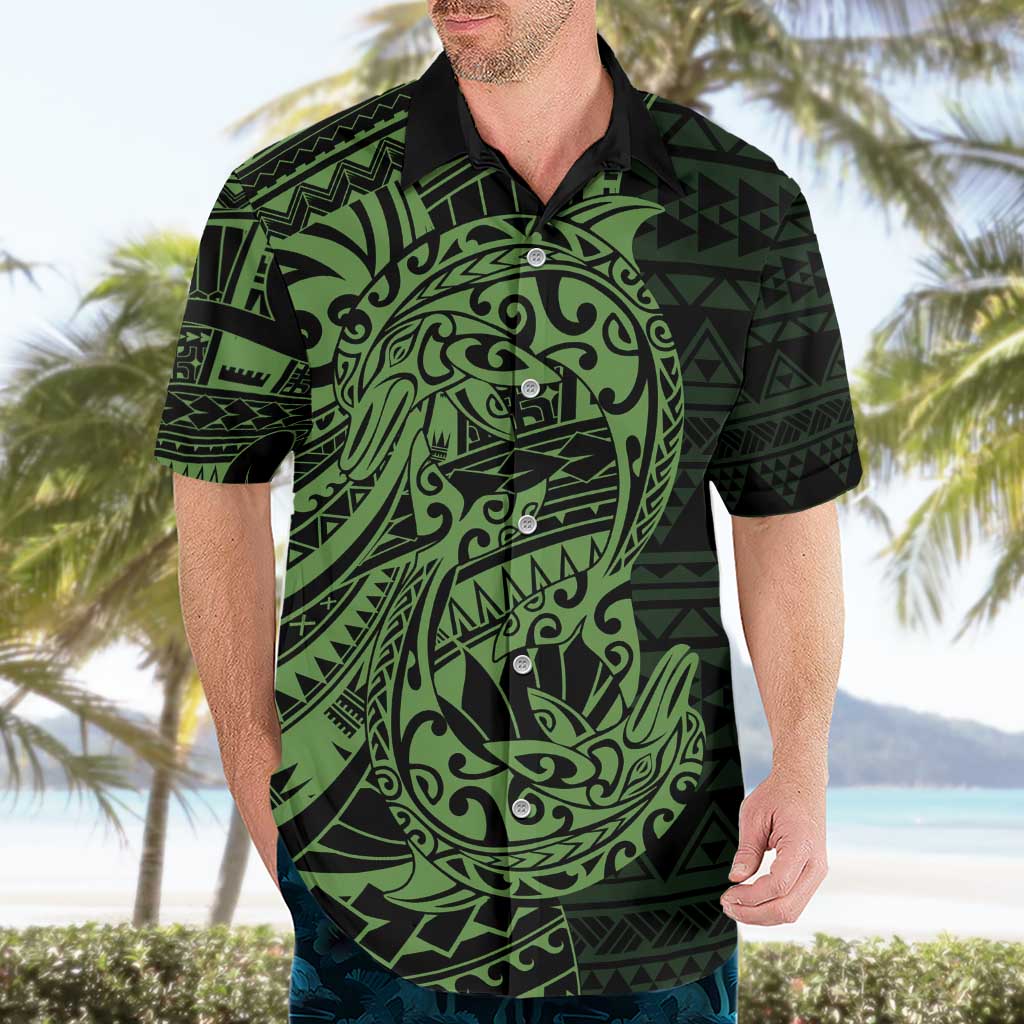 Green Couple Dolphins Maori Polynesian Style Hawaiian Shirt LT9 - Polynesian Pride