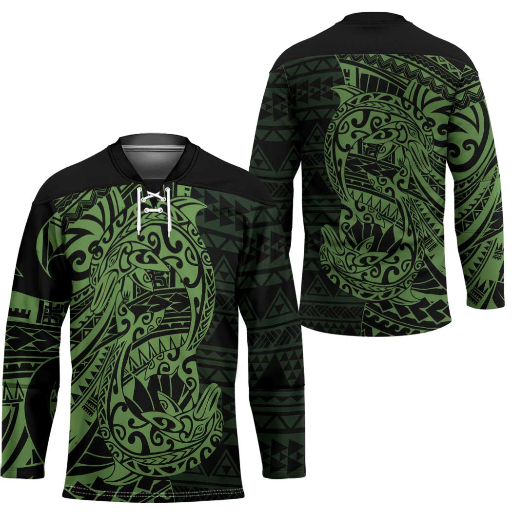 Green Couple Dolphins Maori Polynesian Style Hockey Jersey - Polynesian Pride