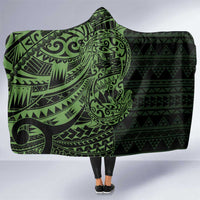 Green Couple Dolphins Maori Polynesian Style Hooded Blanket LT9 One Size Green - Polynesian Pride