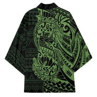 Green Couple Dolphins Maori Polynesian Style Kimono LT9 - Polynesian Pride