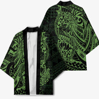 Green Couple Dolphins Maori Polynesian Style Kimono LT9 - Polynesian Pride