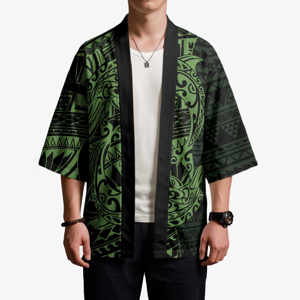 Green Couple Dolphins Maori Polynesian Style Kimono LT9 - Polynesian Pride