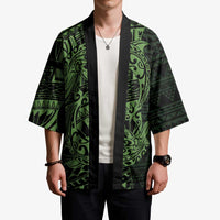 Green Couple Dolphins Maori Polynesian Style Kimono LT9 - Polynesian Pride