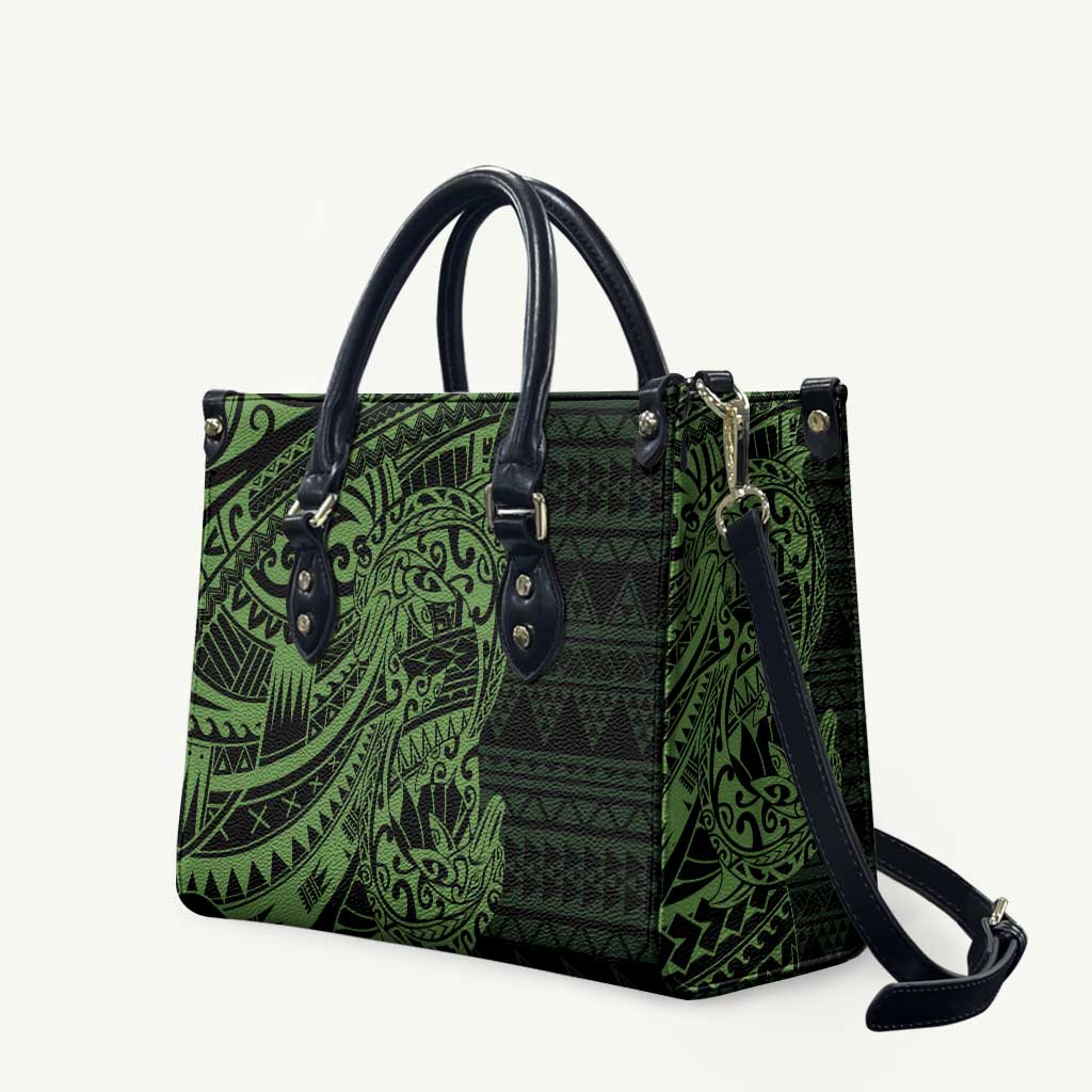 Green Couple Dolphins Maori Polynesian Style Leather Bag - Polynesian Pride