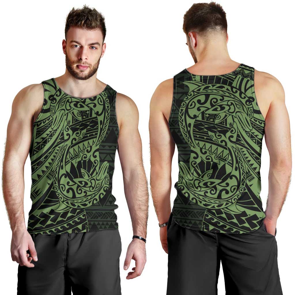 Green Couple Dolphins Maori Polynesian Style Men Tank Top LT9 - Polynesian Pride